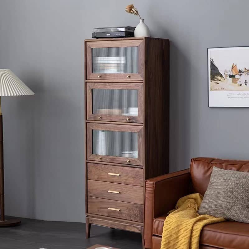 Wooden storage unit with drawers