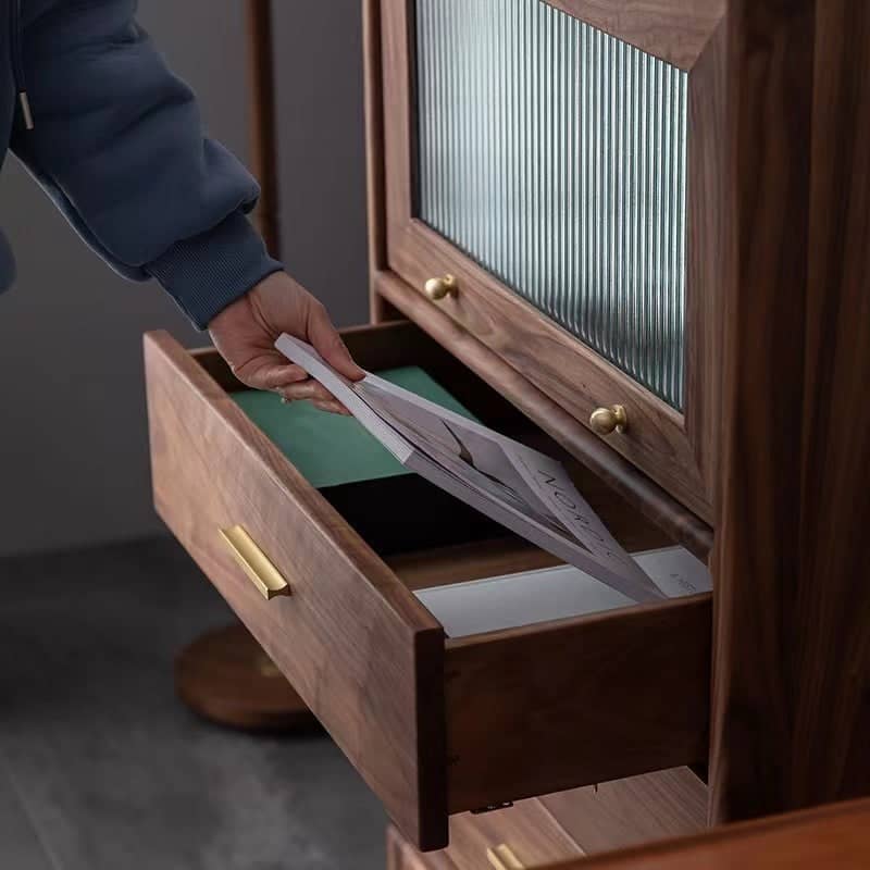 Wooden storage unit with drawers