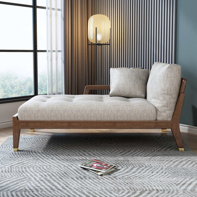 Wood and fabric chaise longue