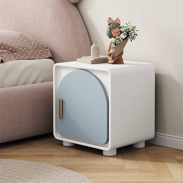 White and light blue wooden chest of drawers