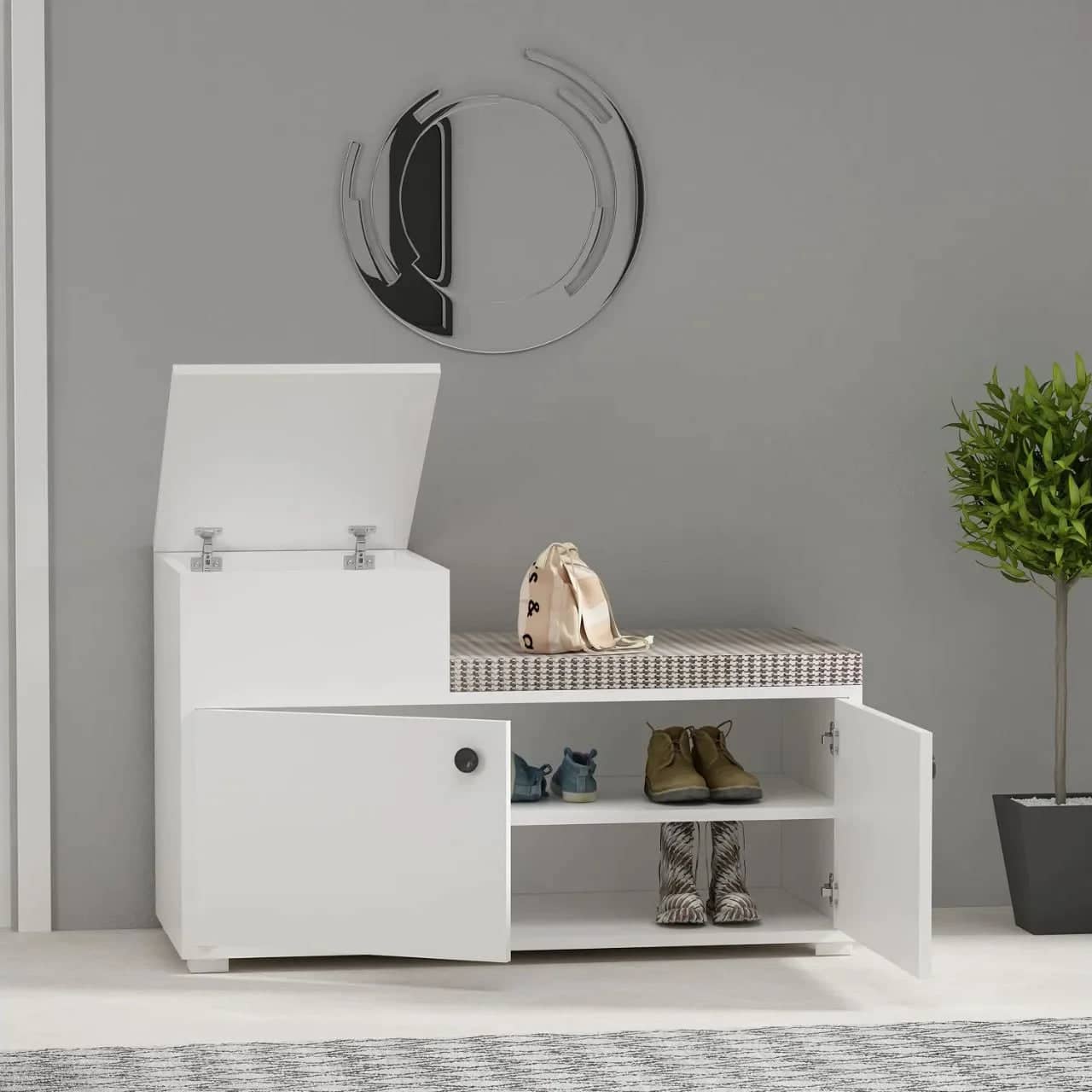 Shoe cabinet with seat and storage