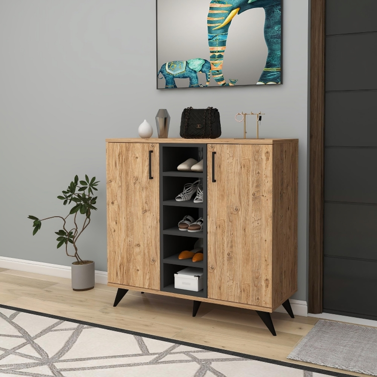 Shoe cabinet with shelves