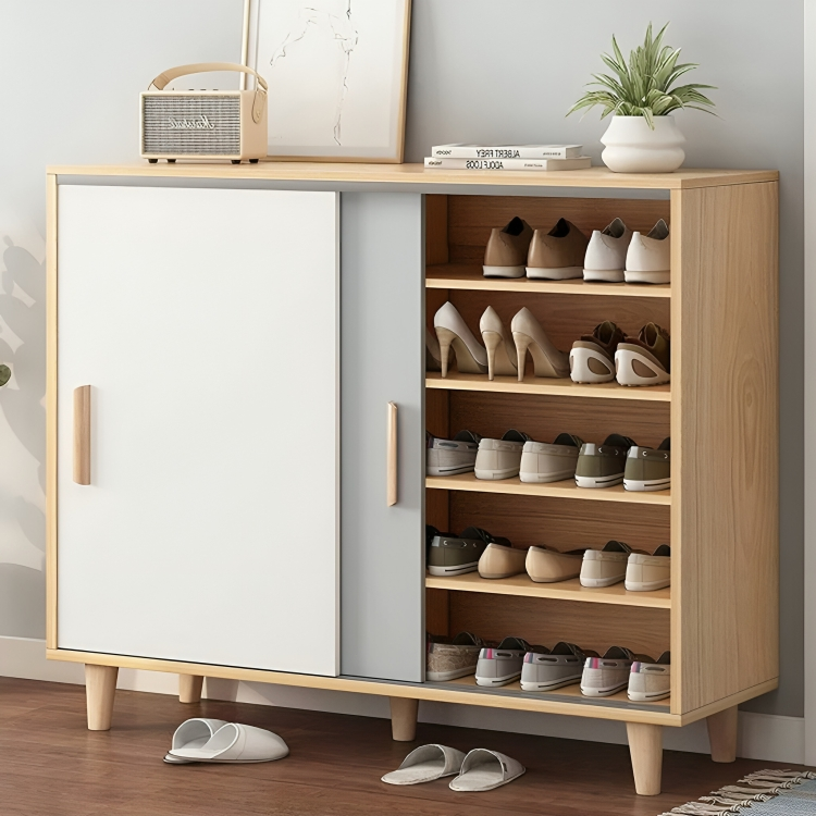 Sliding door shoe cabinet