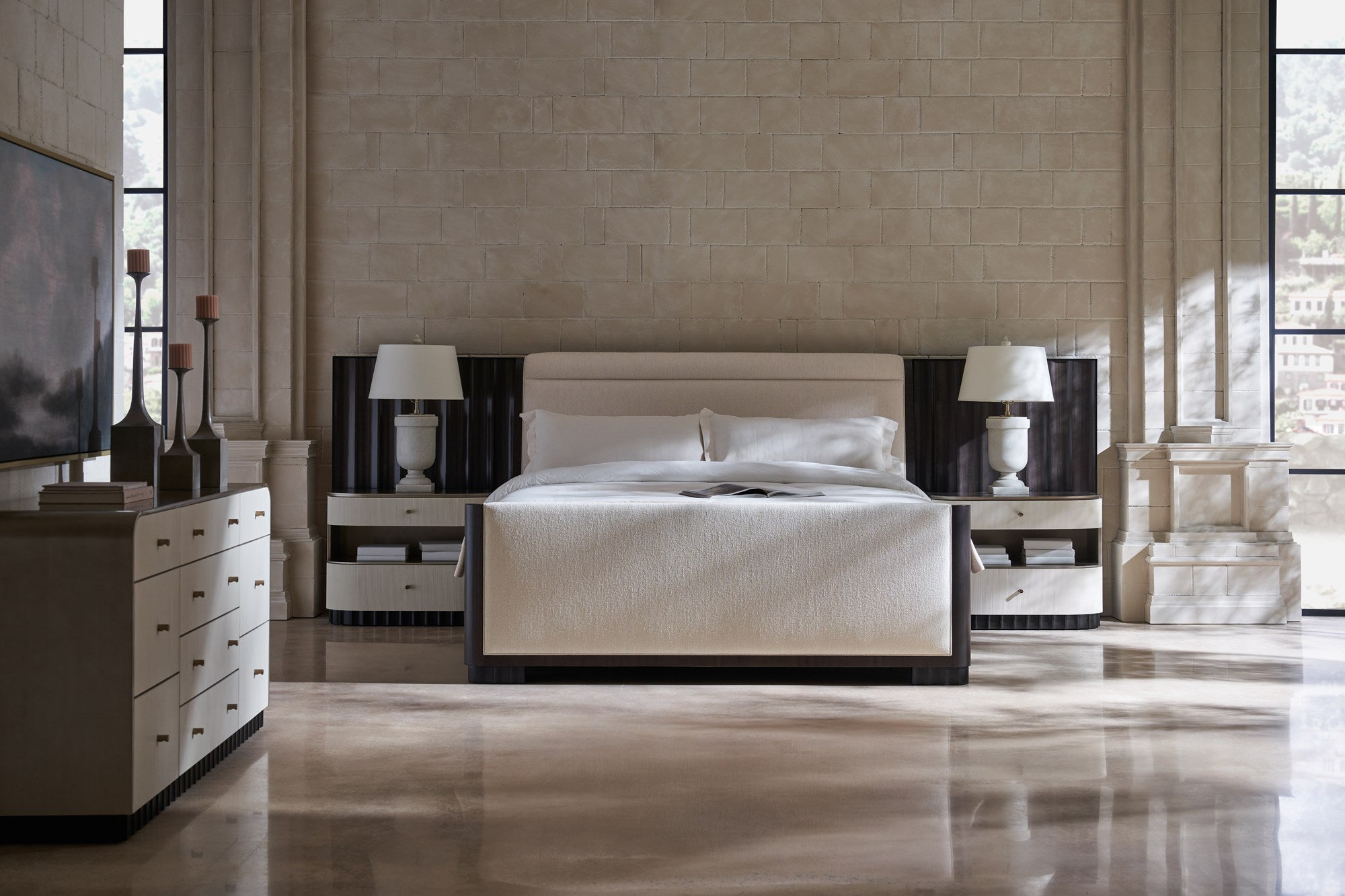 Hotel bed with side panels