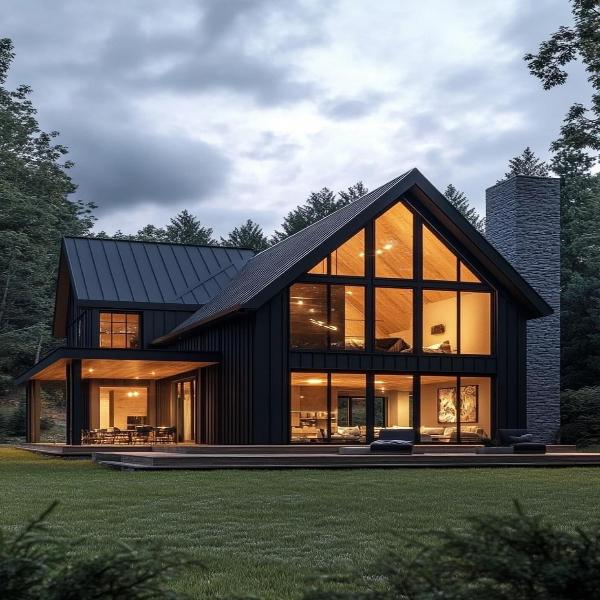 European wooden cabin with modern design