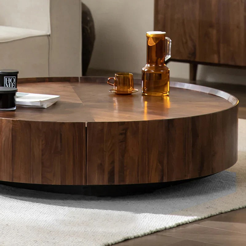 Brown round coffee table