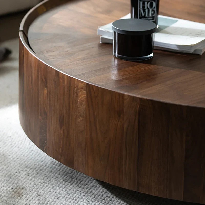 Brown round coffee table