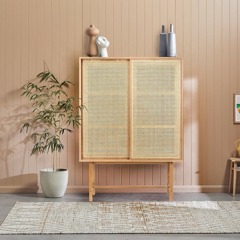 Rattan Shelf Kitchen Cabinet