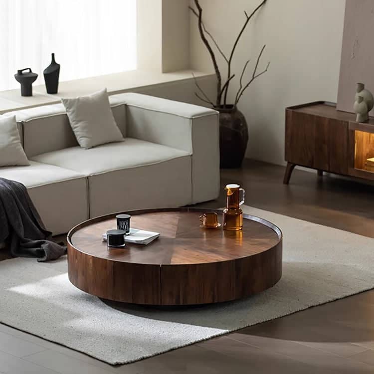 Brown round coffee table