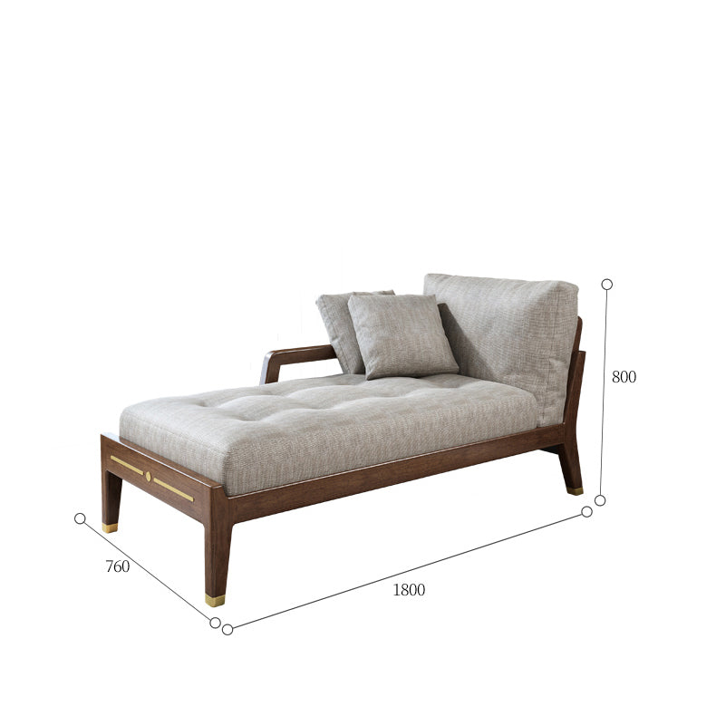 Wood and fabric chaise longue