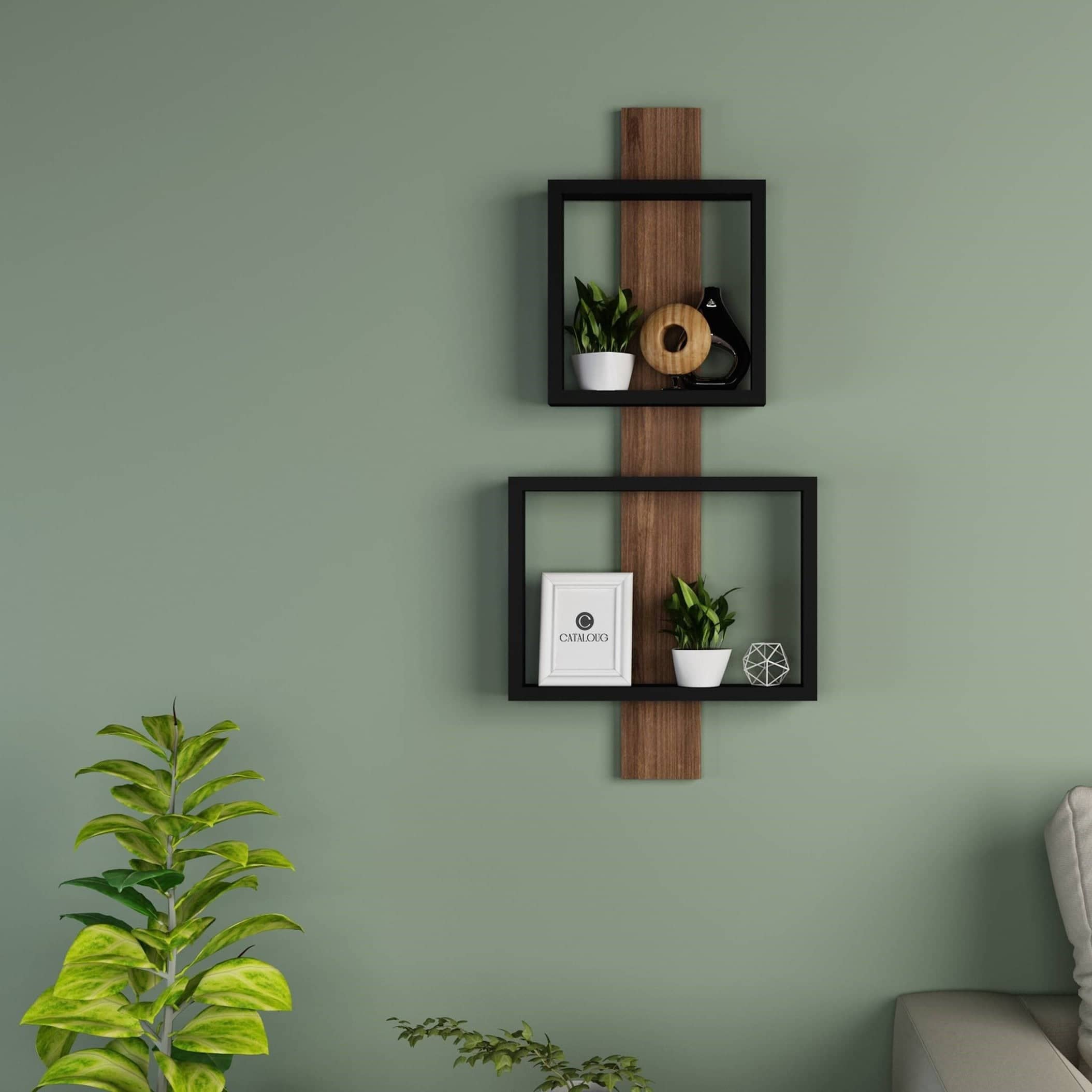 Wooden wall shelf unit