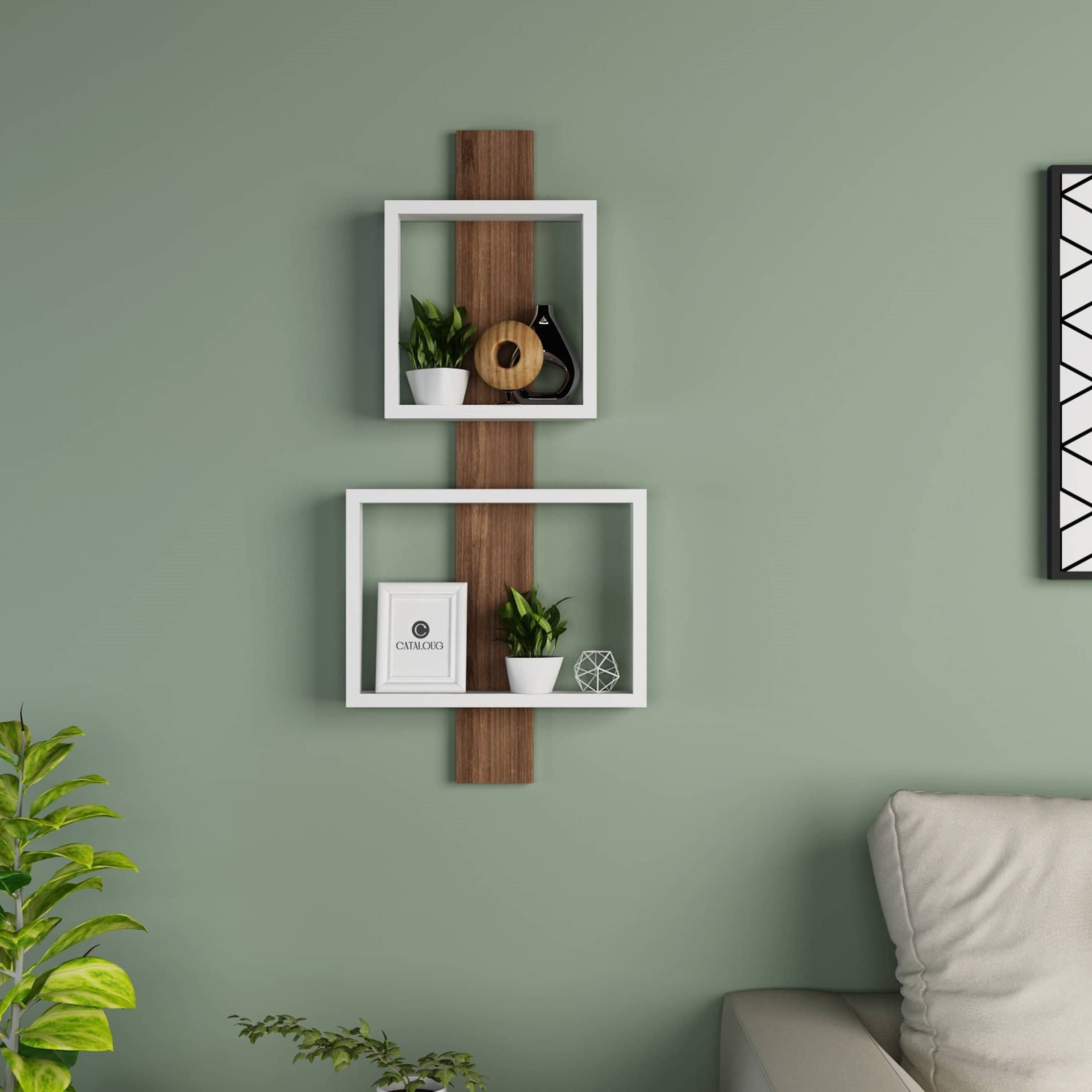 Wooden wall shelf unit