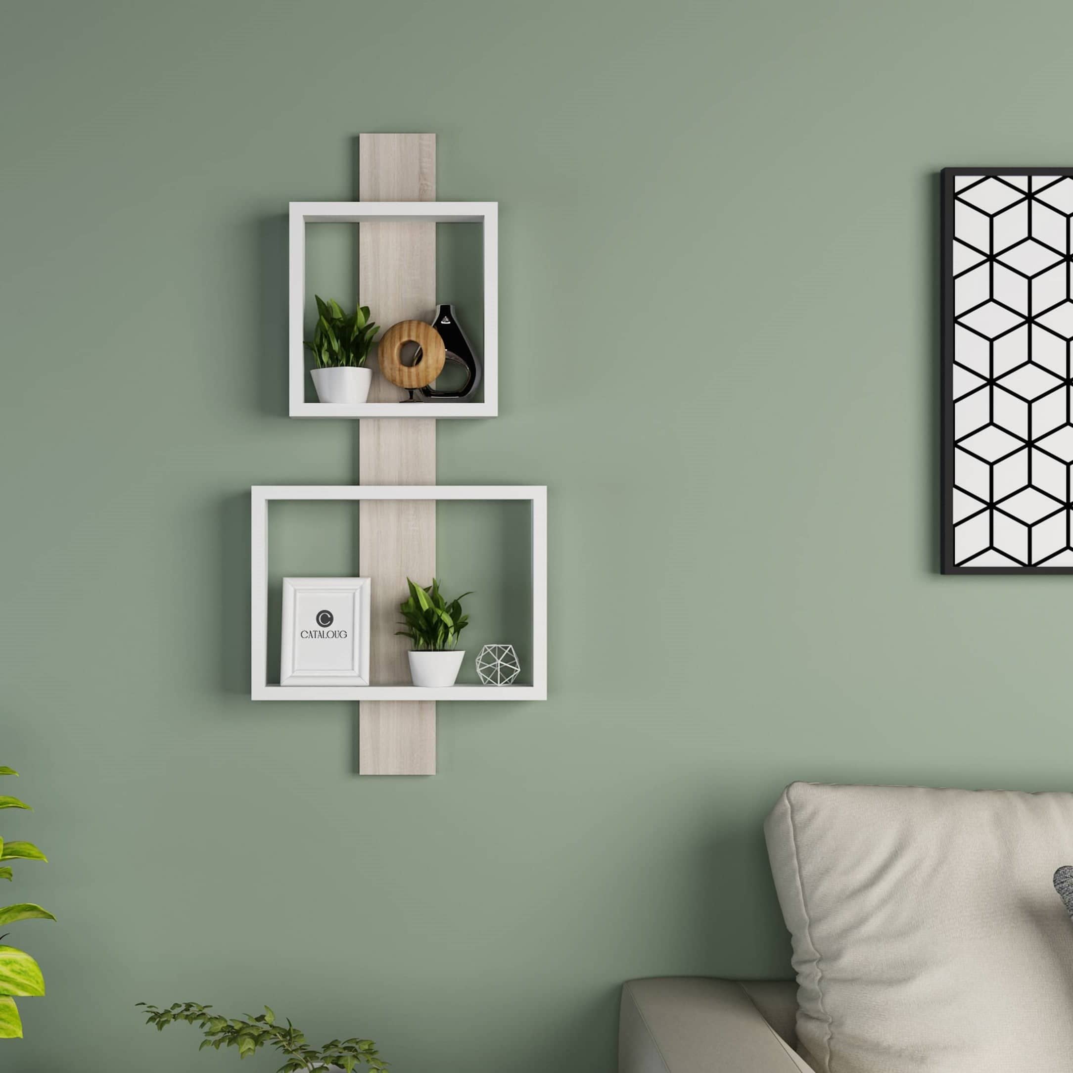 Wooden wall shelf unit