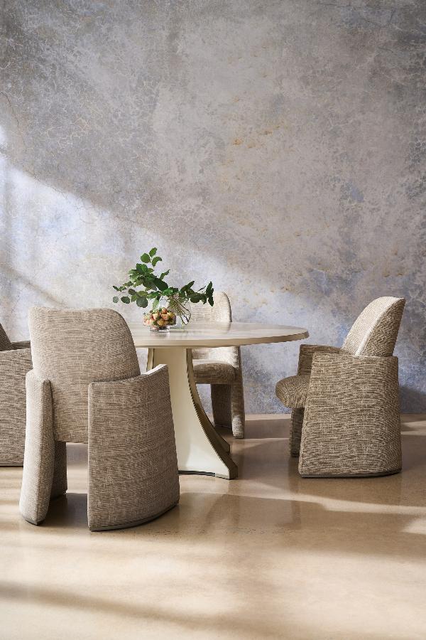 Padded dining chair with armrest