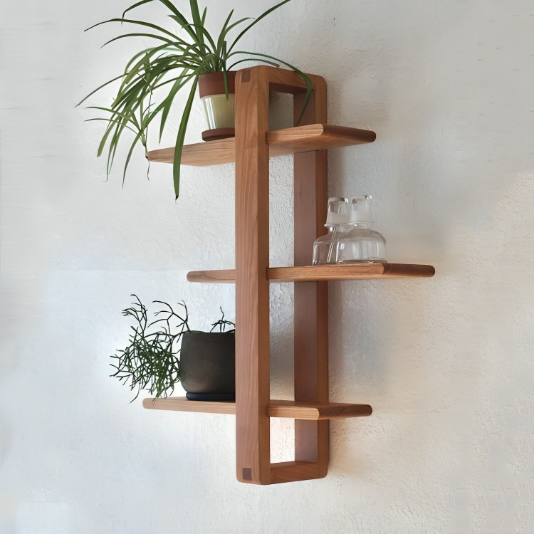 Wooden wall shelf unit