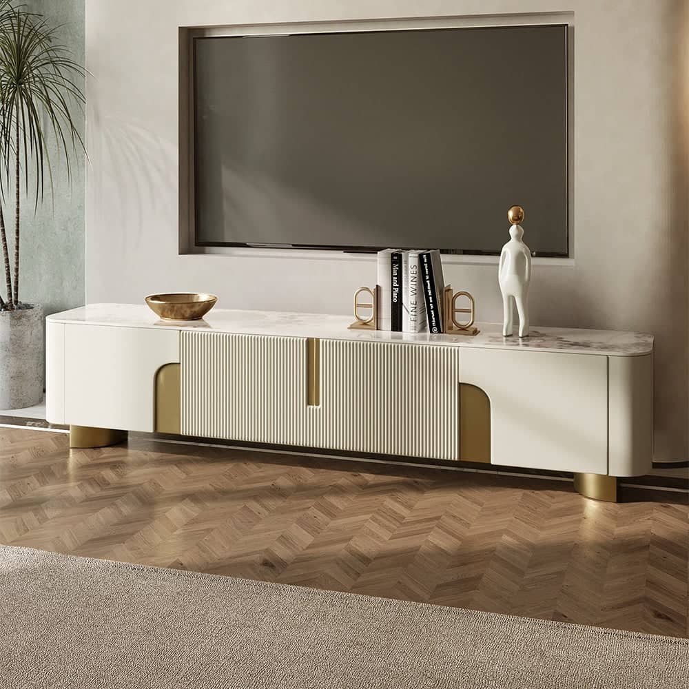 White and gold tv table