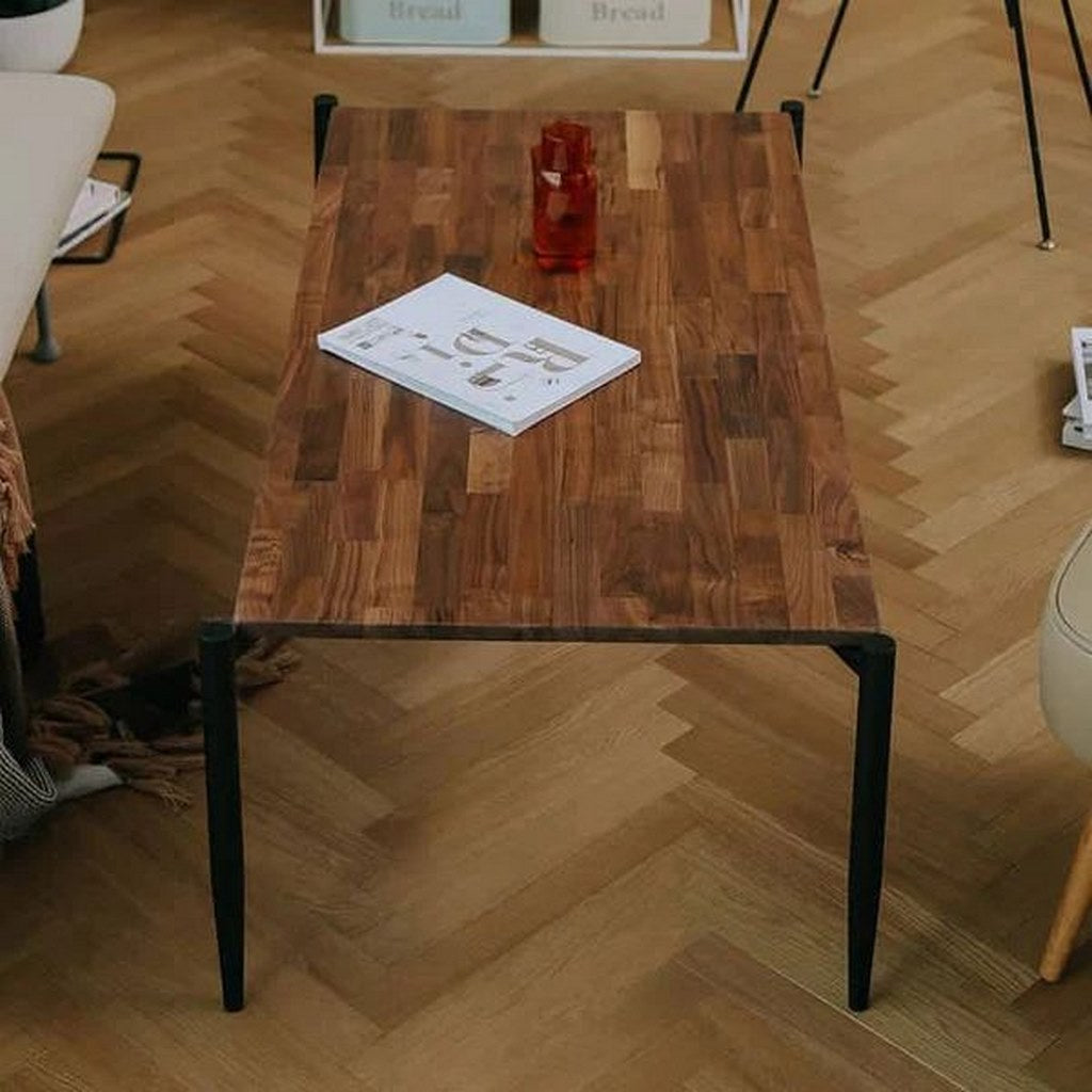 Black and brown steel and MDF coffee table